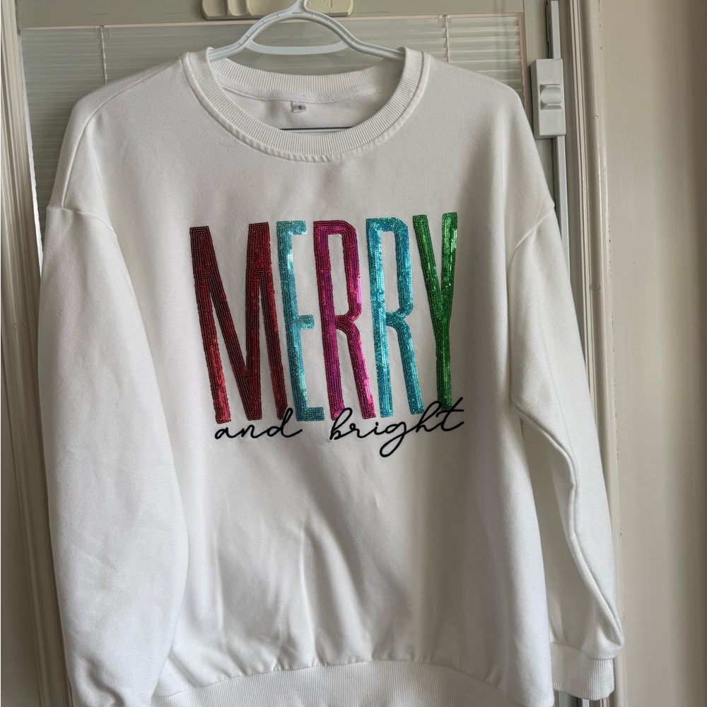 Festive White 'Merry and Bright' Sweater